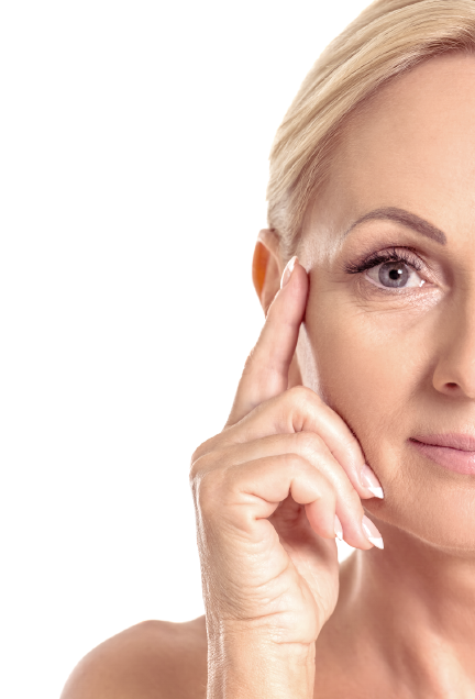 Mature woman touching her temple